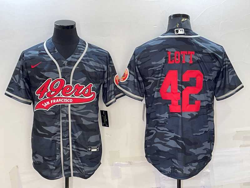 Men's San Francisco 49ers #42 Ronnie Lott Grey Camo With Patch Cool Base Stitched Baseball Jersey,We sell and wholesale Men's San Francisco 49ers #42 Ronnie Lott Grey Camo With Patch Cool Base Stitched Baseball Jersey on line form chian!
